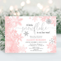Pink and silver snowflake winter girl baby shower