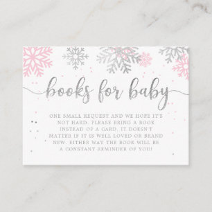 Pink And Silver Snowflakes Winter Books For Baby Enclosure Card