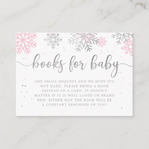 Pink And Silver Snowflakes Winter Books For Baby Enclosure Card