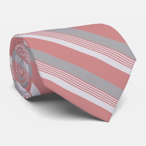 Pink and Silver Striped Neck Tie