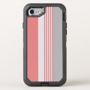 Pink and Silver Striped OtterBox Defender iPhone SE/8/7 Case