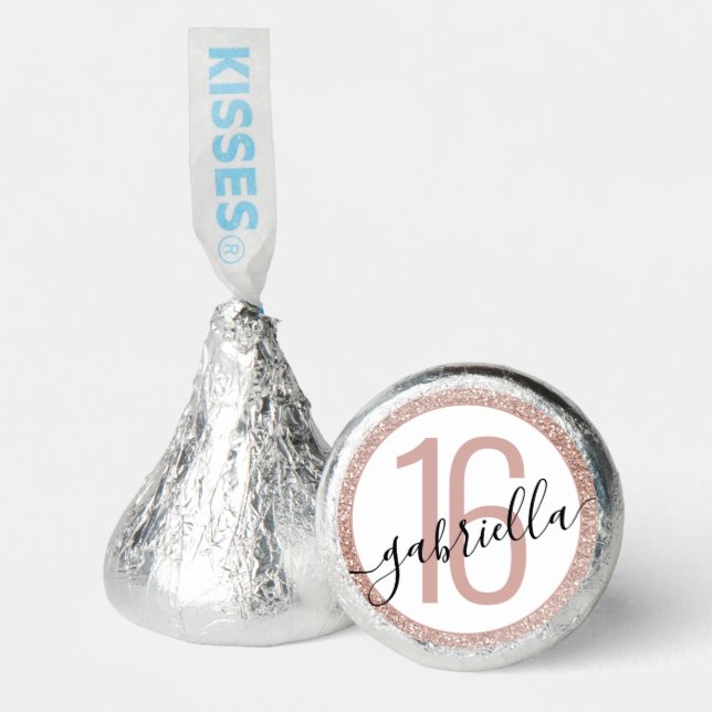 Pink and Silver Sweet 16 Party Hershey®'s Kisses® (Front)