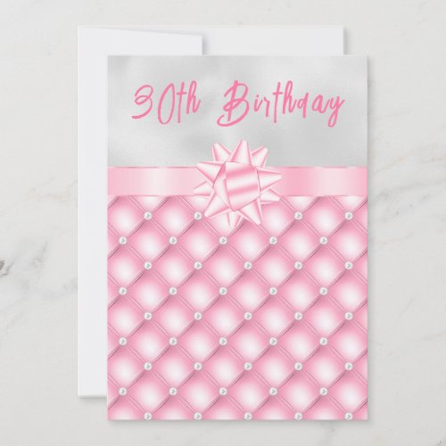 Pink and Silver Tufted Pearls Birthday Party Invitation