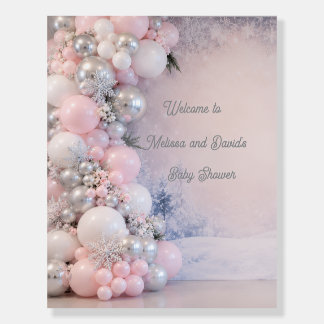 Pink and Silver Winter Themed Baby Shower Foam Board