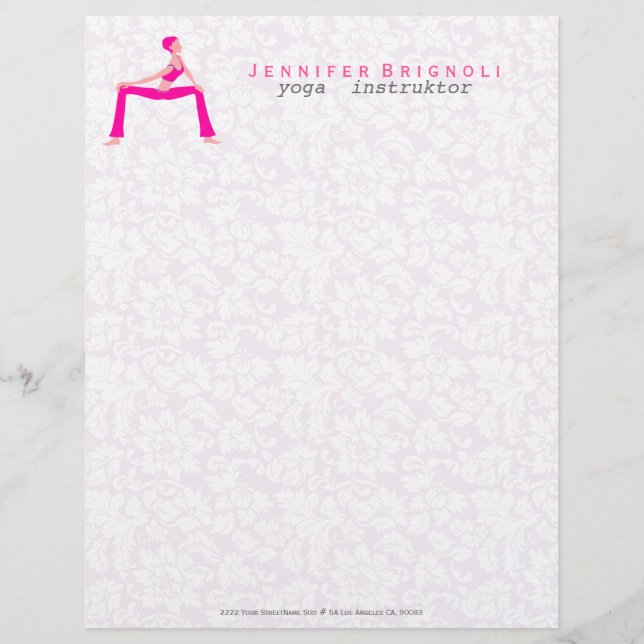 Pink And Skin Tones Yoga Pose Silhouette Letterhead (Front)