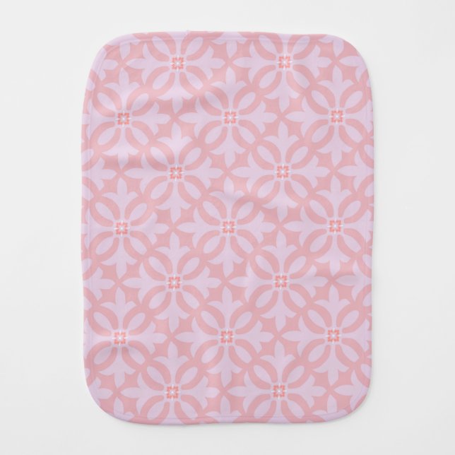 Pink and soft mint geometric pattern baby burp cloth (Front)