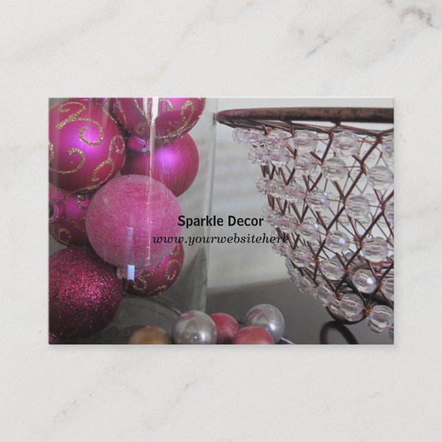 Pink and Sparkly Decor Business Card (Front)