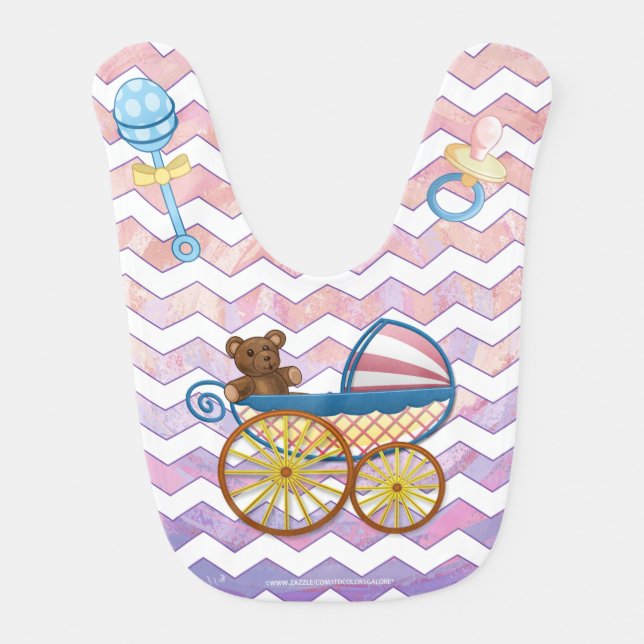 Pink and Stinky Baby Stuff Baby Bib (Front)
