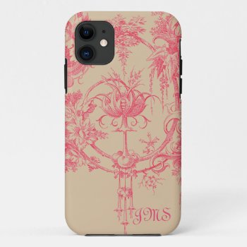 Pink And Tan Toile Iphone 11 Case by JoyMerrymanStore at Zazzle