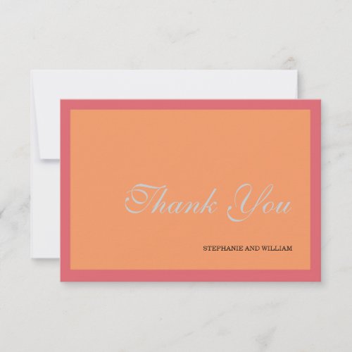 Pink and Tangerine Wedding Thank You Card