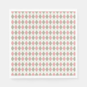 Pink and Taupe Argyle Pattern-Elegant Versatile Napkins