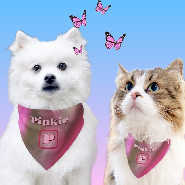 Pink and Taupe Camouflage Earthy Chic Monogrammed Pet Bandana Collar (Creator Uploaded)