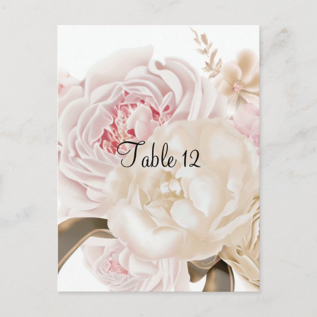 Pink and Taupe Floral Table Seating Card (Front)