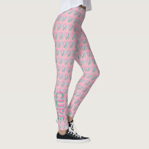 Pink and Teal Awareness Ribbon Angel Leggings