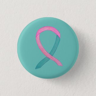 Pink and Teal Awareness Ribbon Custom Button Pins
