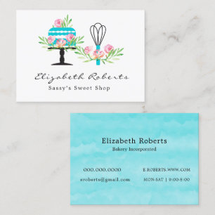 Pink and Teal Bakery Sweet Shop Business Card