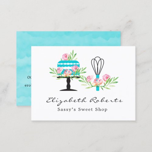 Pink and Teal Bakery Sweet Shop Business Card