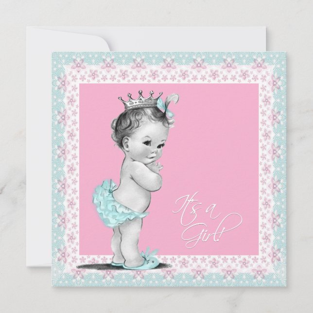 Pink and Teal Blue Baby Shower Invitation (Front)