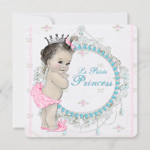 Elegant Pink and Teal Blue Princess Baby Shower Custom Invites
