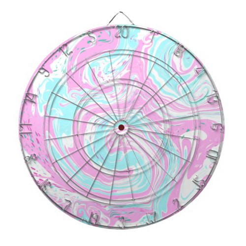 Pink and Teal Blue Cotton Candy Colors Marble   Dart Board