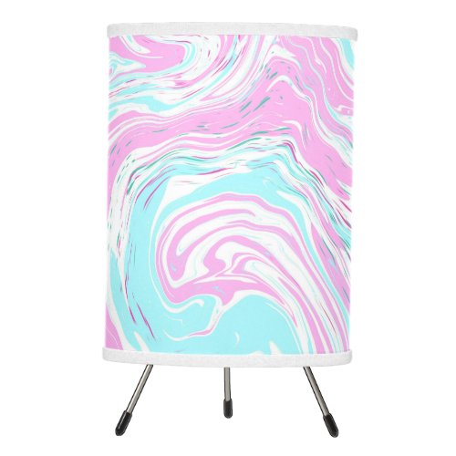 Pink and Teal Blue Cotton Candy Colors Marble Tripod Lamp