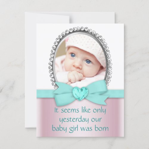 Pink and Teal Blue Sweet 16 Party Invite