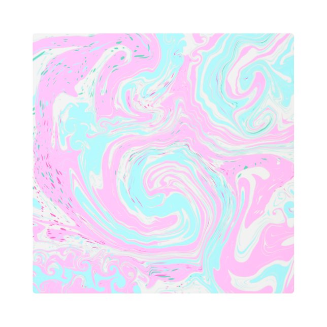 Pink and Teal Blue Swirls Fluid Art Marble Like   (Front)
