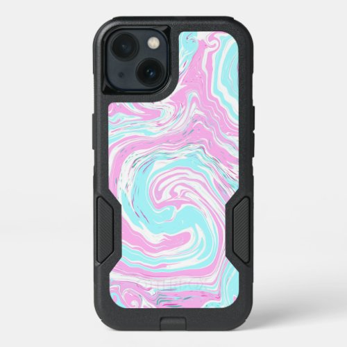Pink and Teal Blue Swirls Fluid Art Marble Like   iPhone 13 Case