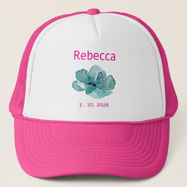 Pink and Teal Botanical Gift Party Favor Trucker Hat (Front)