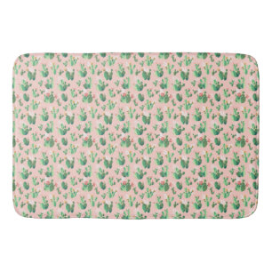 Pink and Teal Cactus Southwestern Bath Mat Decor