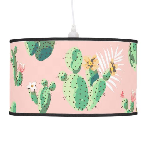 Pink and Teal Cactus Southwestern Decor Lamp