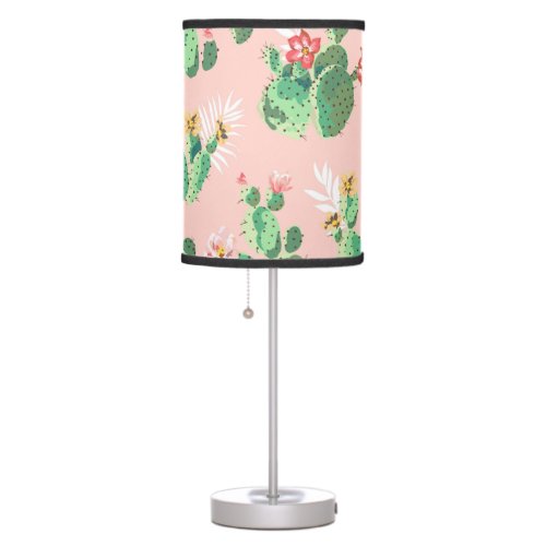 Pink and Teal Cactus Southwestern Decor Table Lamp