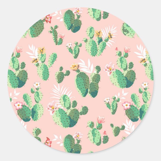 Pink and Teal Cactus Southwestern Sticker (Front)