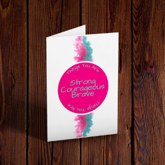 Pink And Teal Cancer Card