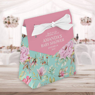 Pink and Teal Country Garden Floral Favor Boxes