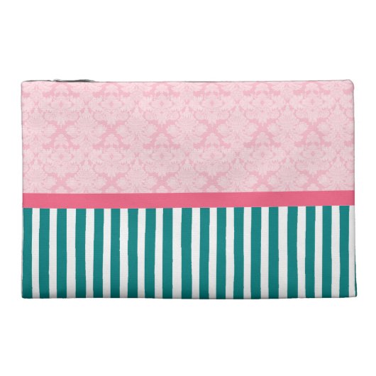 Pink and Teal Damask Stripe Bag (Back)