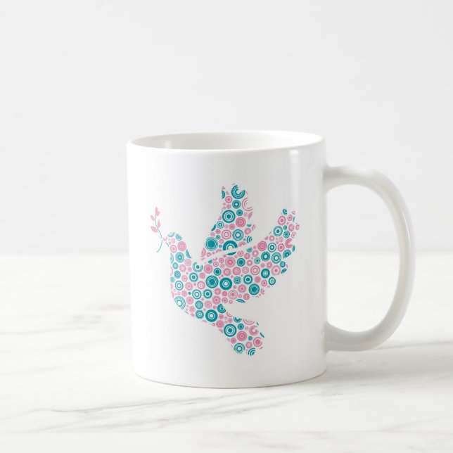 Pink and Teal DOVE Coffee Mug (Right)