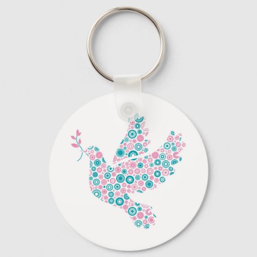 Pink and Teal DOVE Keychain