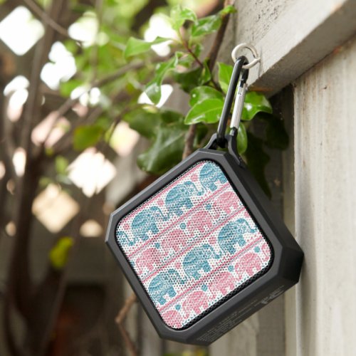 Pink And Teal Ethnic Elephant Pattern Bluetooth Speaker