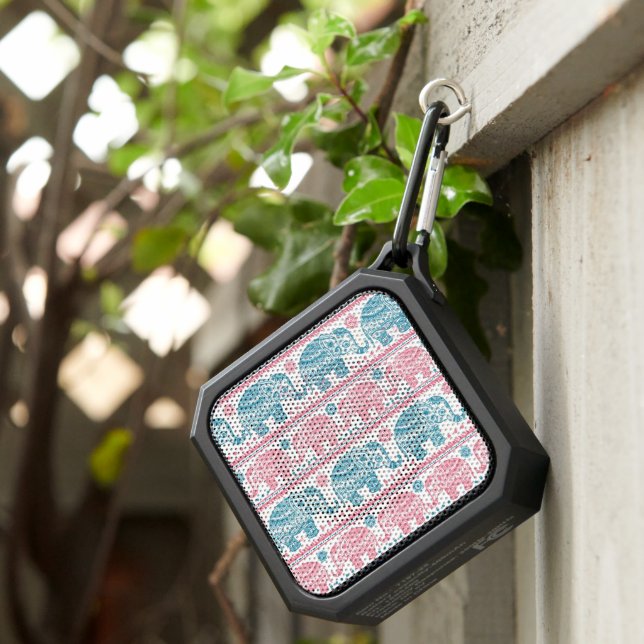Pink And Teal Ethnic Elephant Pattern Bluetooth Speaker (Inisitu)