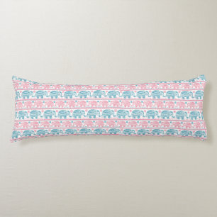 Pink And Teal Ethnic Elephant Pattern Body Pillow