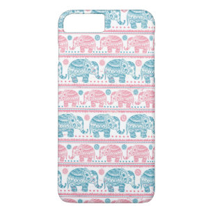 Pink And Teal Ethnic Elephant Pattern iPhone 8 Plus/7 Plus Case
