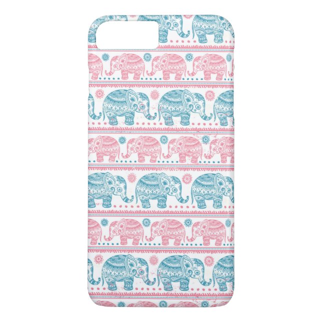 Pink And Teal Ethnic Elephant Pattern Case-Mate iPhone Case (Back)