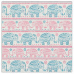 Pink And Teal Ethnic Elephant Pattern Fabric