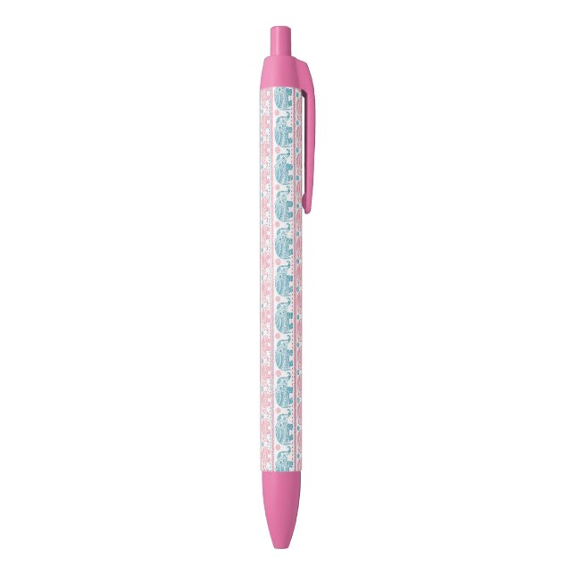Pink And Teal Ethnic Elephant Pattern Pen (Bottom (Vertical))