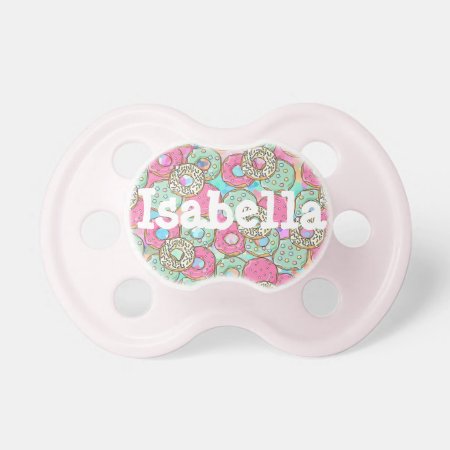 Pink And Teal Frosted Donuts Baby Girl Pacifier