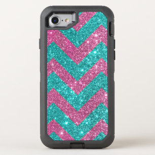 Pink and Teal Glitter OtterBox Defender iPhone SE/8/7 Case