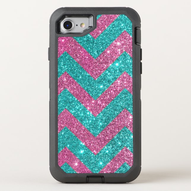Pink and Teal Glitter Otterbox iPhone Case (Back)