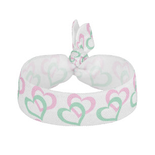 Pink and Teal Hearts Hair Ties