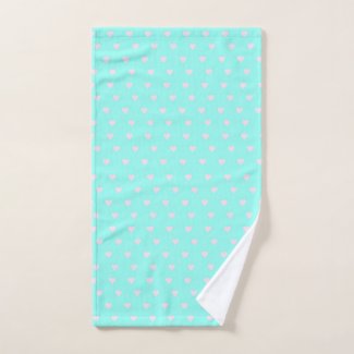Pink and Teal Hearts Hand Towel
